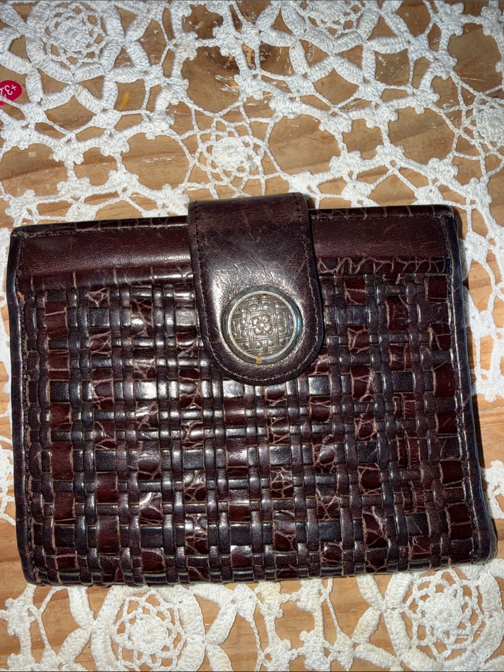 Brighton Vintage woven brown leather wallet